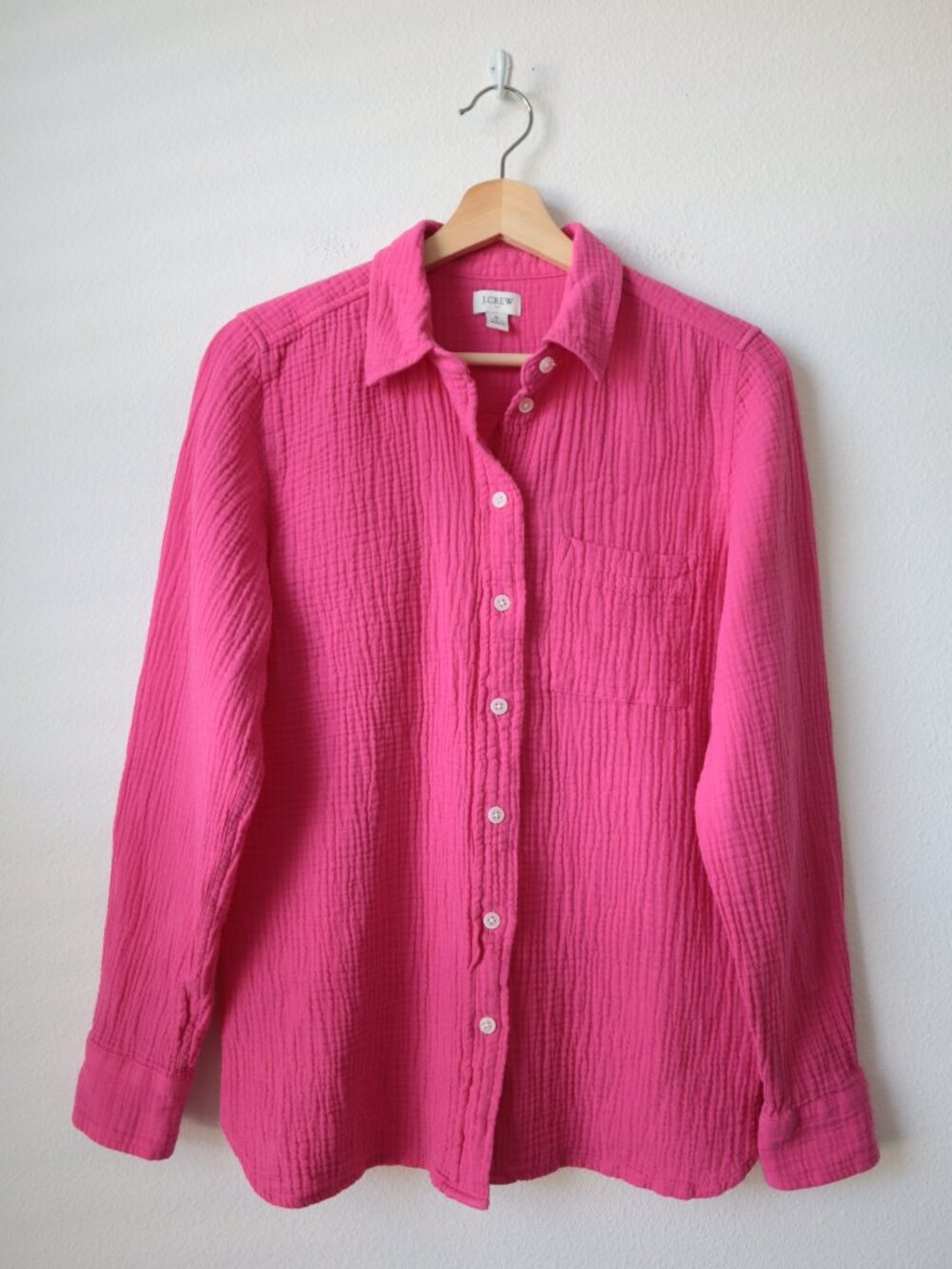 J.Crew Pink Gauze Button Front Top | S